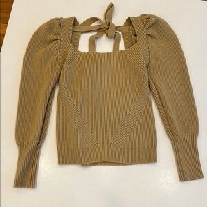 Wayf Tan Off-the-Shoulder Sweater